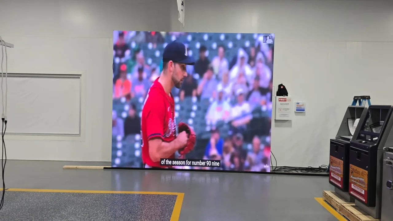 3.5m x 3m rental LED screen showing live sport at an event