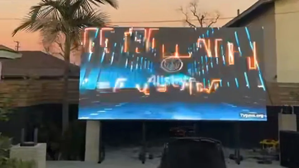 4m x 2m outdoor LED screen running at dusk — still bright and clean after sunset
