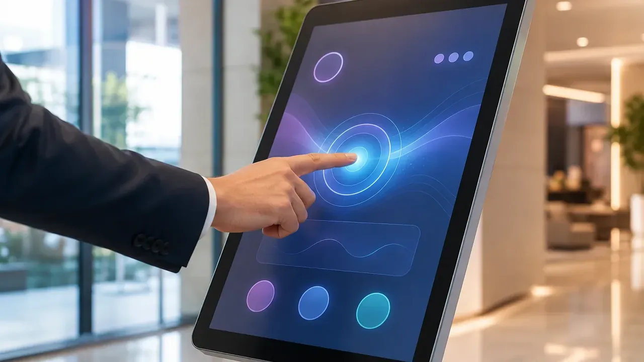 Freestanding digital kiosk in a public space