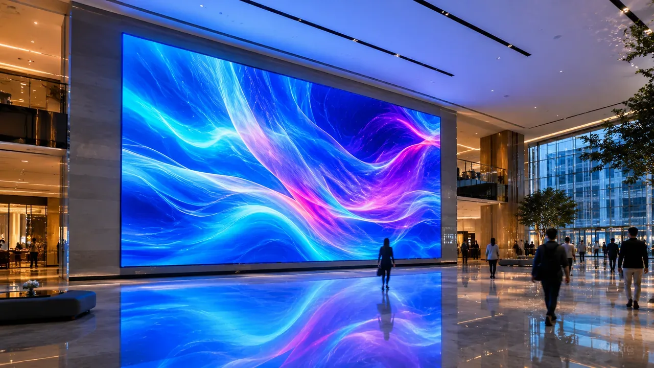 Large LED video wall in a premium car showroom