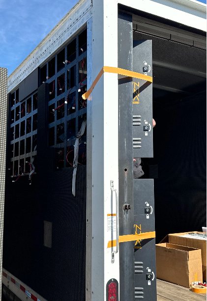 P3.91 LED cabinet structure mounted to truck side panel