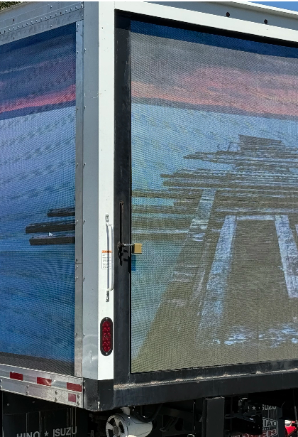 Finished truck LED display showing live content