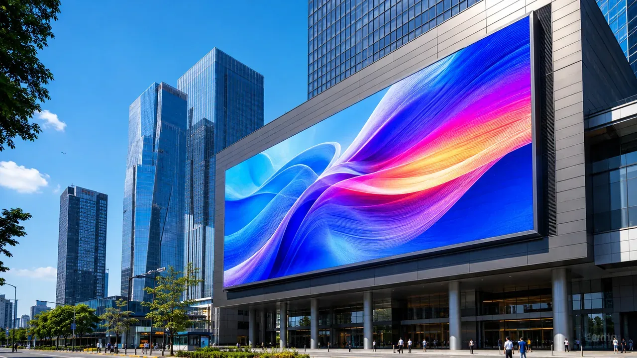 P3.9 outdoor LED screen at an event viewed from a few metres